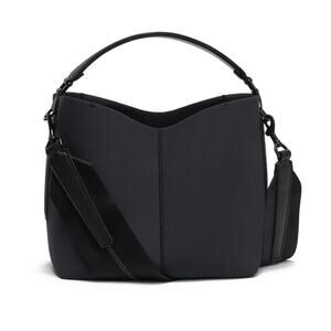 Ansea Yulex Bucket Bag Black with Red Lining & Strap Sustainable Tote